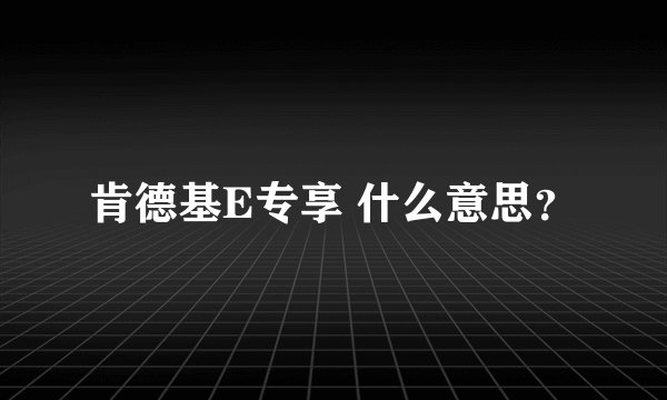 肯德基E专享 什么意思？