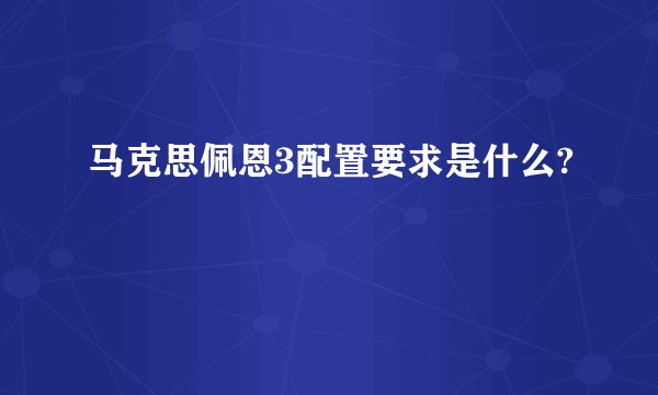 马克思佩恩3配置要求是什么?