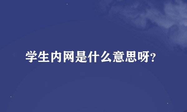 学生内网是什么意思呀？