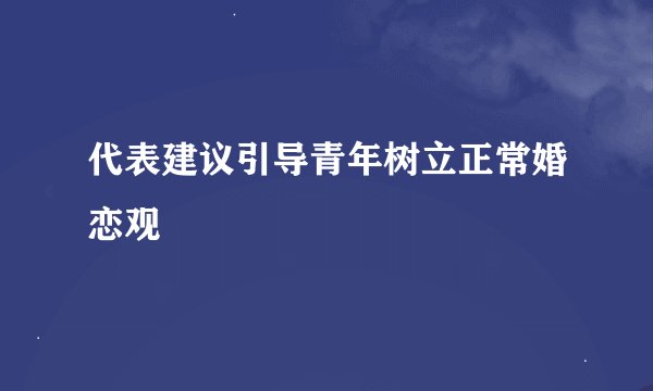代表建议引导青年树立正常婚恋观