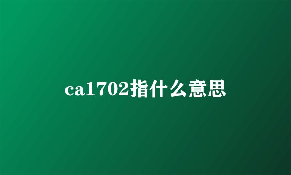 ca1702指什么意思
