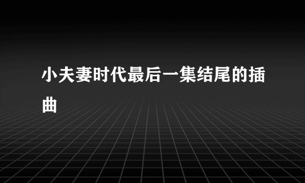 小夫妻时代最后一集结尾的插曲
