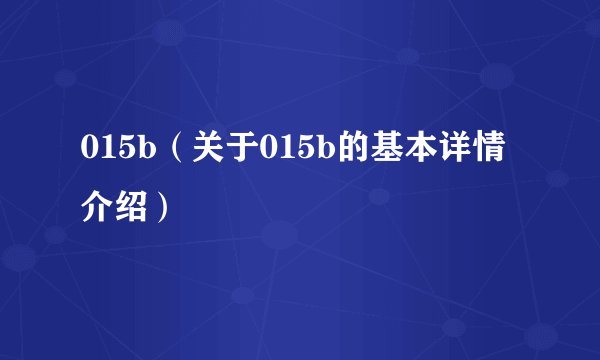 015b（关于015b的基本详情介绍）
