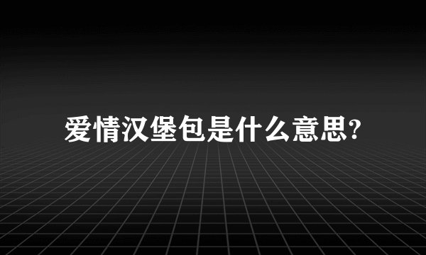 爱情汉堡包是什么意思?