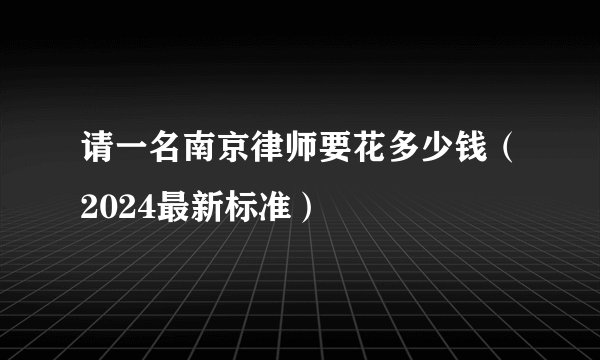 请一名南京律师要花多少钱（2024最新标准）