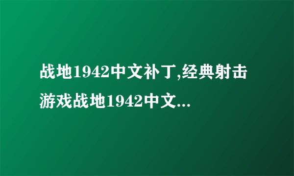 战地1942中文补丁,经典射击游戏战地1942中文修补程序