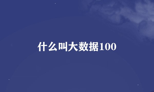 什么叫大数据100