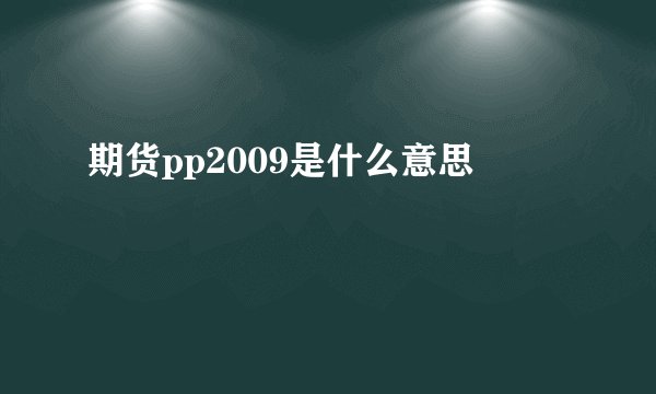 期货pp2009是什么意思