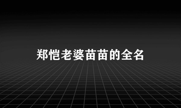 郑恺老婆苗苗的全名