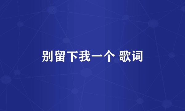 别留下我一个 歌词