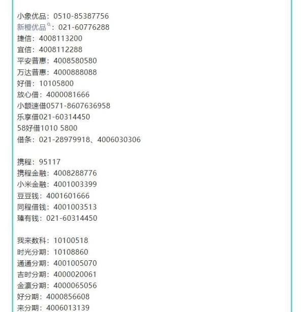 各平台逾期官方协商电话大全，收藏备用（附协商政策）