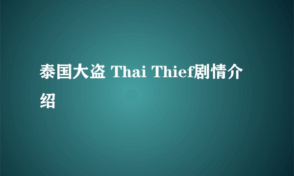 泰国大盗 Thai Thief剧情介绍