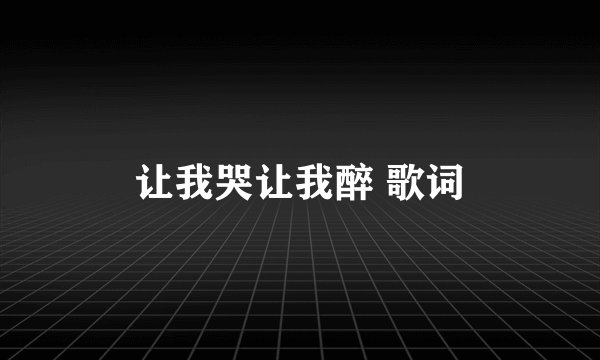 让我哭让我醉 歌词