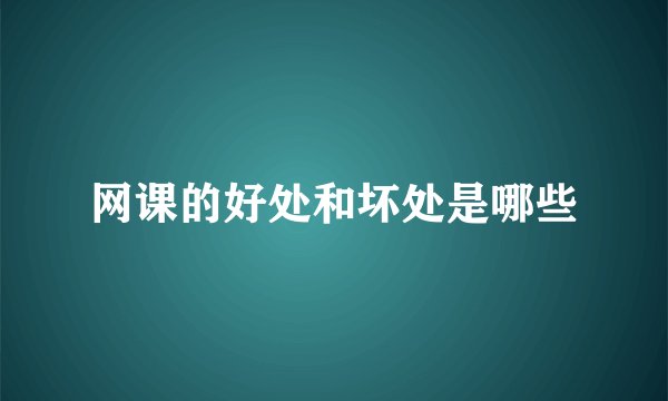 网课的好处和坏处是哪些