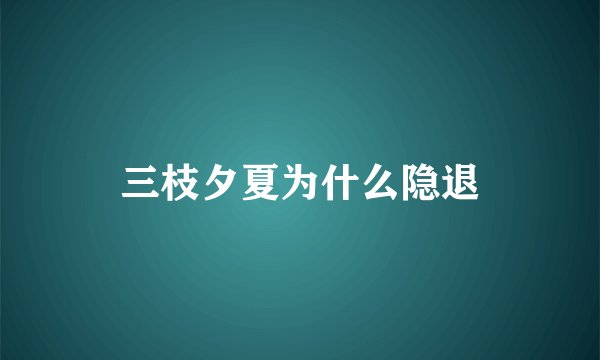 三枝夕夏为什么隐退