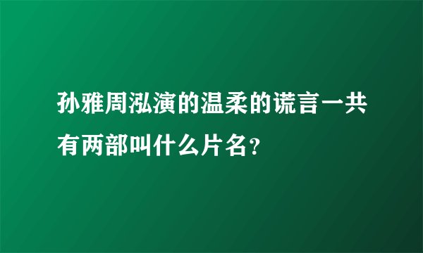 孙雅周泓演的温柔的谎言一共有两部叫什么片名？