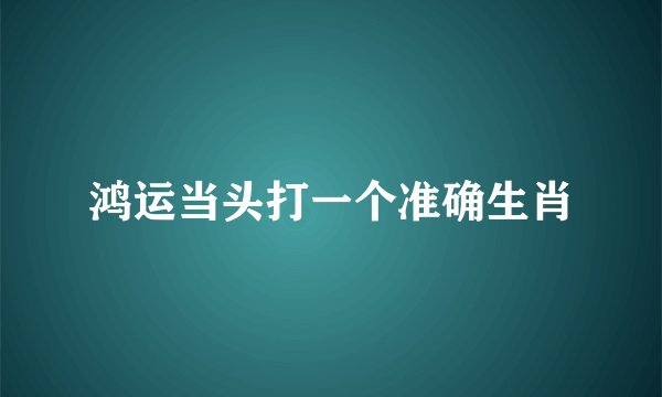 鸿运当头打一个准确生肖