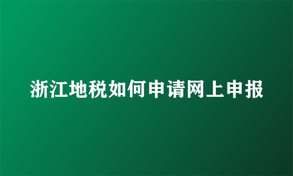 浙江地税如何申请网上申报