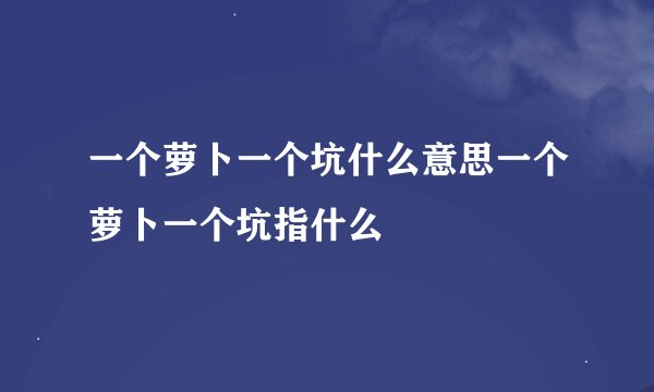 一个萝卜一个坑什么意思一个萝卜一个坑指什么
