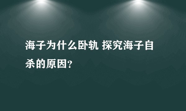 海子为什么卧轨 探究海子自杀的原因？