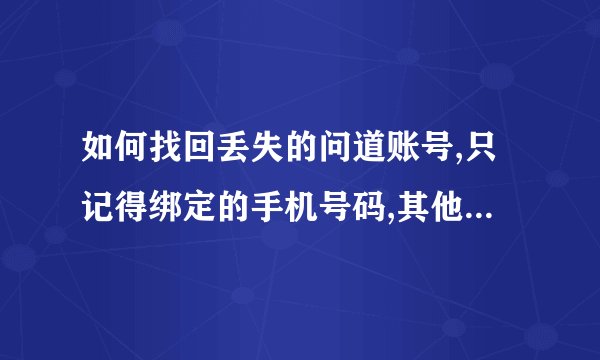 如何找回丢失的问道账号,只记得绑定的手机号码,其他什么都忘了，账号、密码、社区、资料什么都忘了