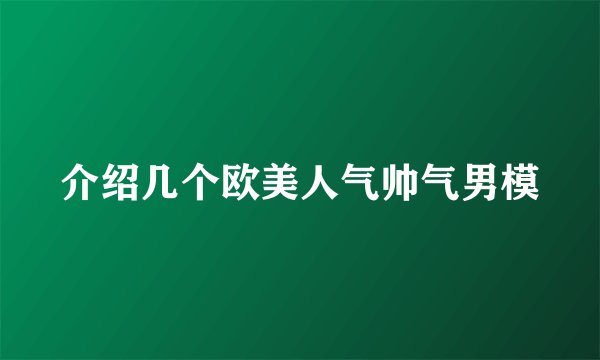 介绍几个欧美人气帅气男模
