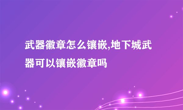 武器徽章怎么镶嵌,地下城武器可以镶嵌徽章吗