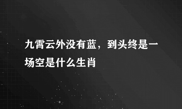 九霄云外没有蓝，到头终是一场空是什么生肖