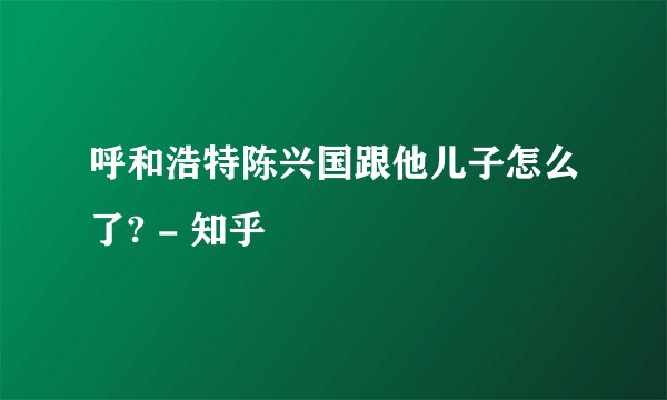 呼和浩特陈兴国跟他儿子怎么了? - 知乎