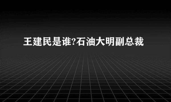 王建民是谁?石油大明副总裁