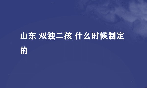 山东 双独二孩 什么时候制定的