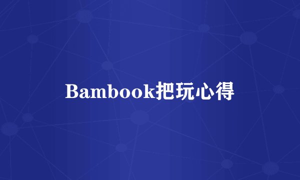 Bambook把玩心得