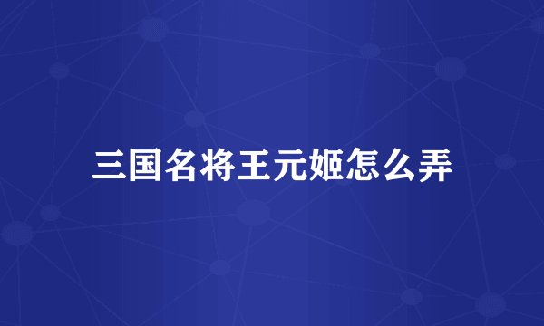 三国名将王元姬怎么弄