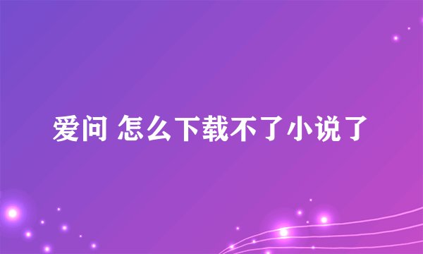 爱问 怎么下载不了小说了