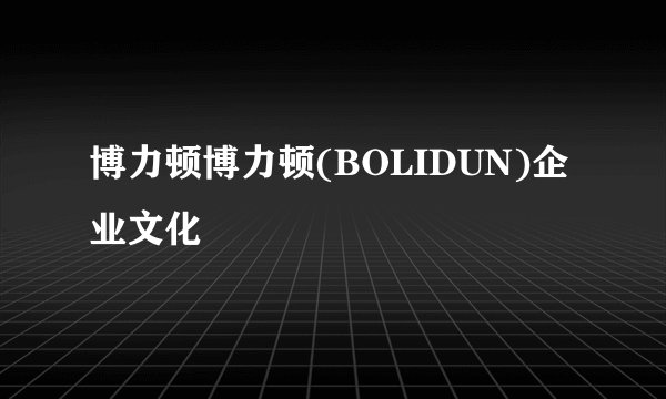 博力顿博力顿(BOLIDUN)企业文化