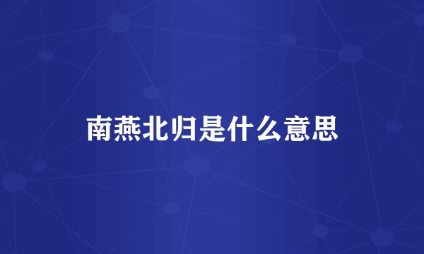 南燕北归是什么意思