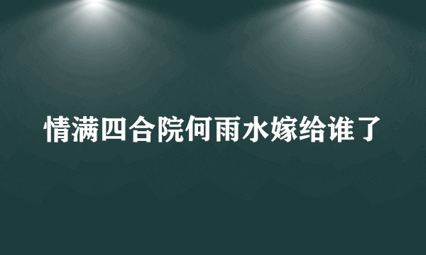 情满四合院何雨水嫁给谁了