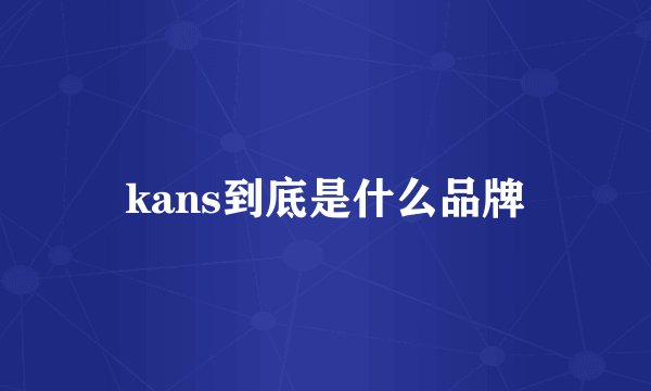 kans到底是什么品牌