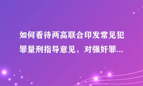 如何看待两高联合印发常见犯罪量刑指导意见，对强奸罪从严把握缓刑适用?