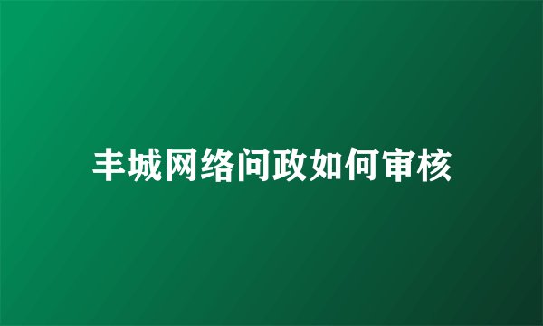 丰城网络问政如何审核