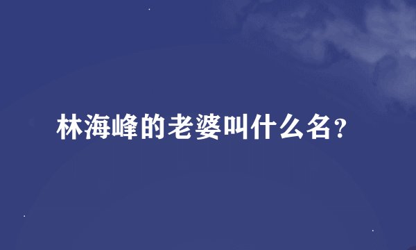 林海峰的老婆叫什么名？