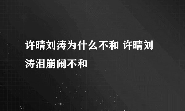 许晴刘涛为什么不和 许晴刘涛泪崩闹不和