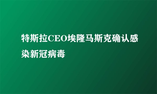 特斯拉CEO埃隆马斯克确认感染新冠病毒