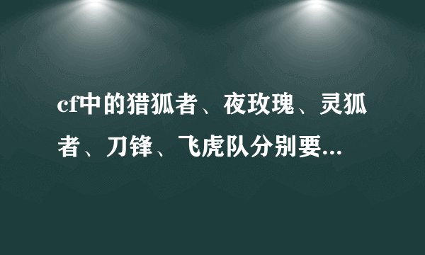 cf中的猎狐者、夜玫瑰、灵狐者、刀锋、飞虎队分别要多少cf点啊