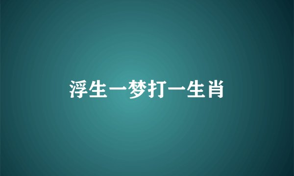 浮生一梦打一生肖