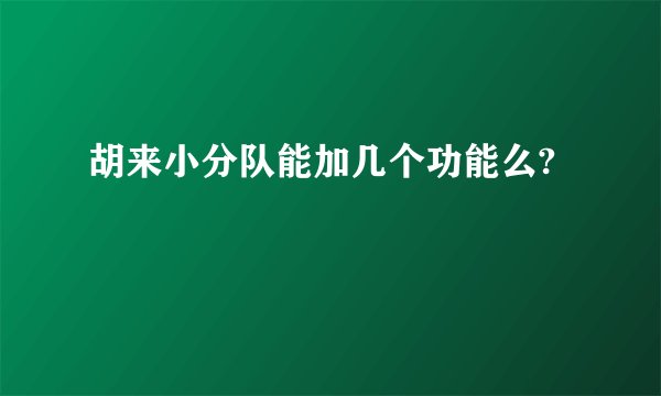 胡来小分队能加几个功能么?