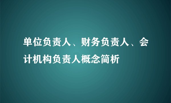 单位负责人、财务负责人、会计机构负责人概念简析