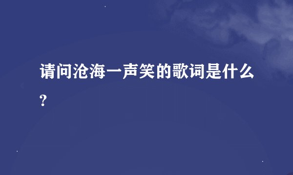 请问沧海一声笑的歌词是什么?
