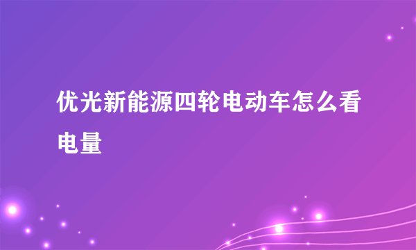 优光新能源四轮电动车怎么看电量
