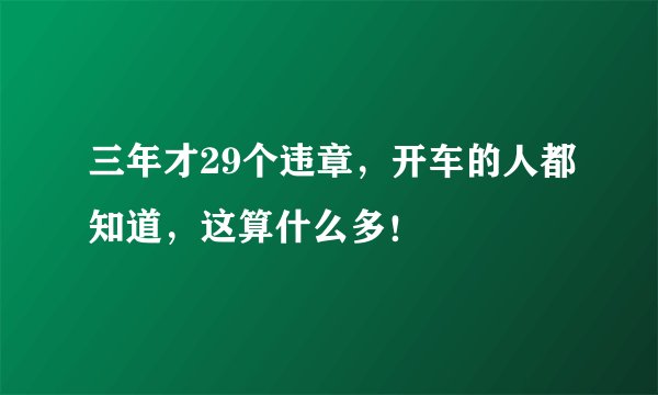 三年才29个违章，开车的人都知道，这算什么多！